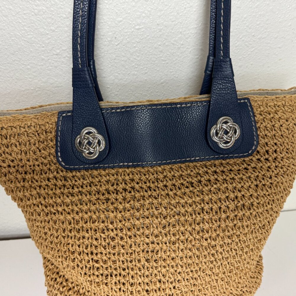 Brighton Woven Shoulder / Hand Bag Blue & Silver Details - Picture 2 of 9